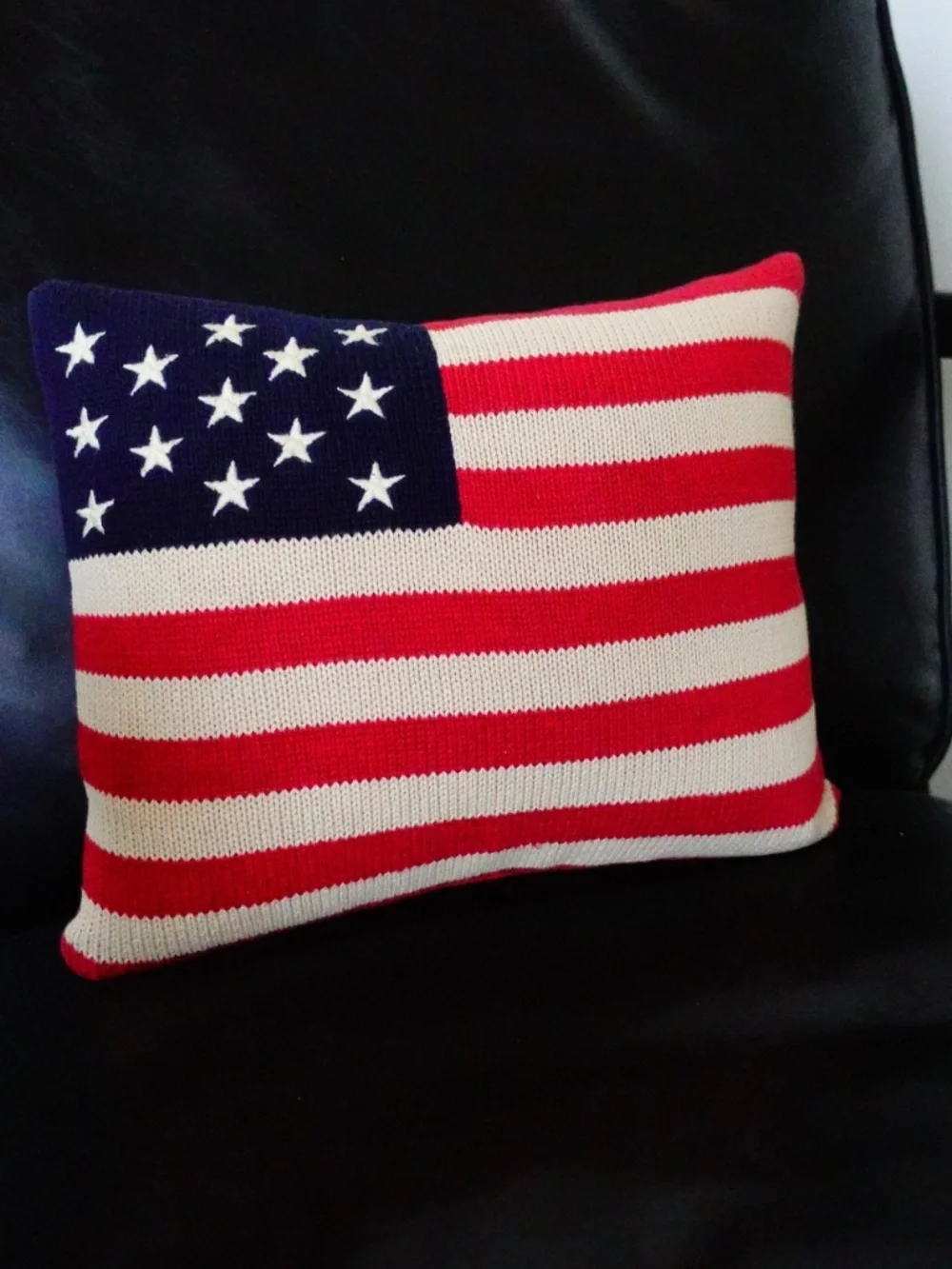 Ralph Lauren Flag Pillow Vintage Knit 100% Cotton 13 Stars & Stripes SMALL Down